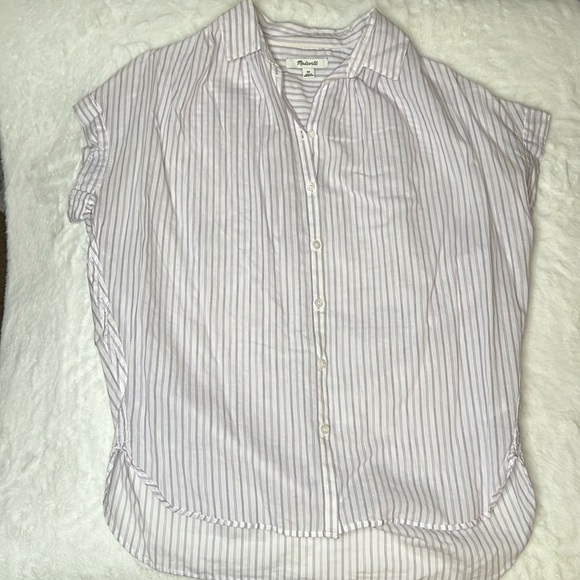 Madewell Central Shirt in Lavender Stripe Size XS - Picture 5 of 9
